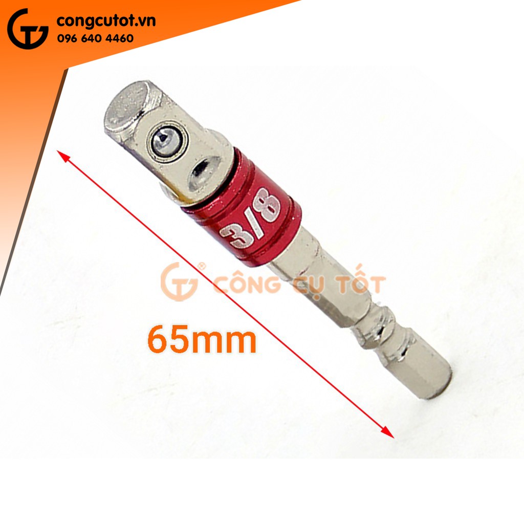Đầu vặn khẩu 3/8 chuôi lục thép Cr-V mã băng đỏ