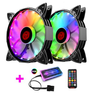 Bộ 2 Quạt Tản Nhiệt Coolmoon V1 Led RGB - Kèm Hub + Remote