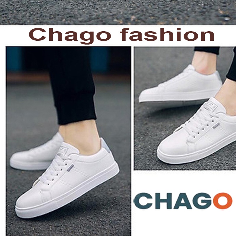 Giày thể thao nam CHAGO, giày sneaker với thiết kế nền trắng phối gót ghi rất trẻ trung - mã số: GTT098