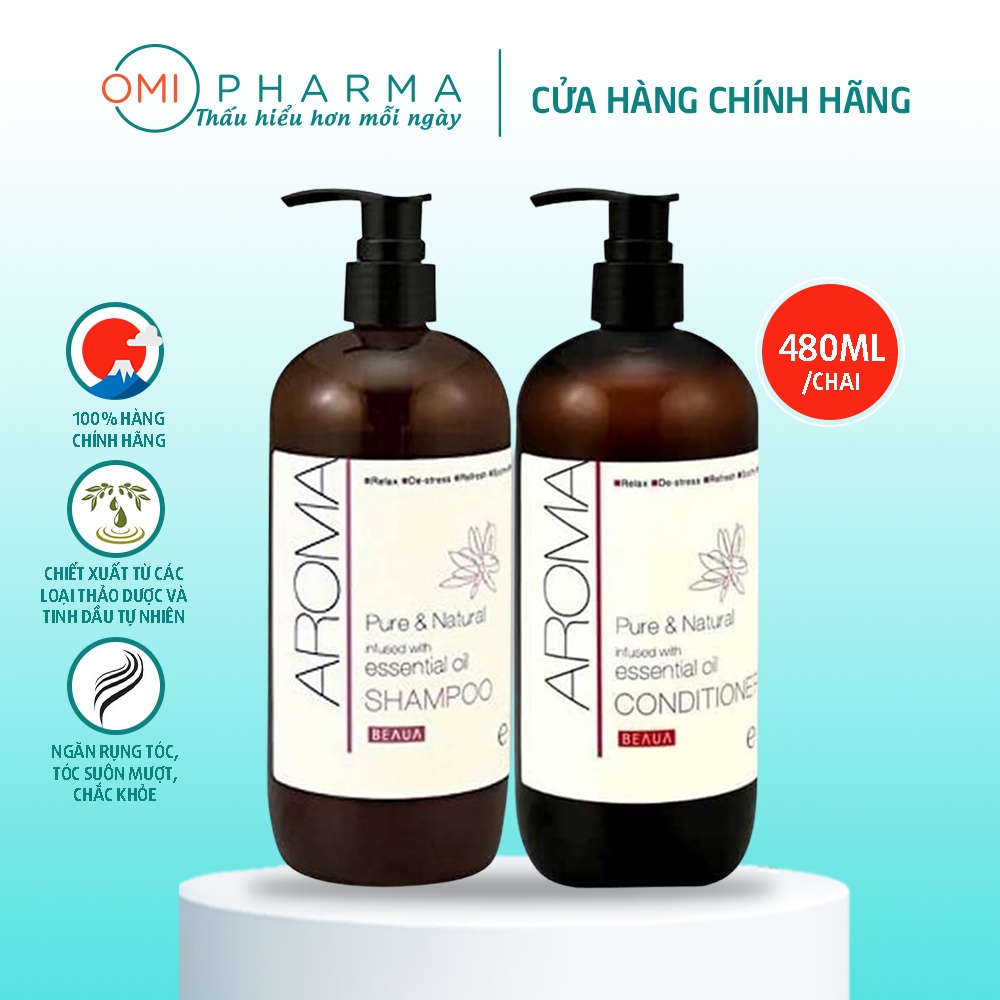 Cặp Dầu Gội-Xả BEAUA AROMA Chiết Xuất Tinh Dầu Thơm Nhật Bản