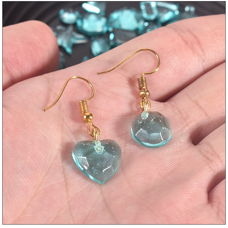 Tự làm đồ trang sức Pha lê Epoxy Khuôn silicone Tình yêu Hình học giọt nước Mặt trăng nửa vòng tròn Năm ngôi sao Khuôn mặt dây chuyền