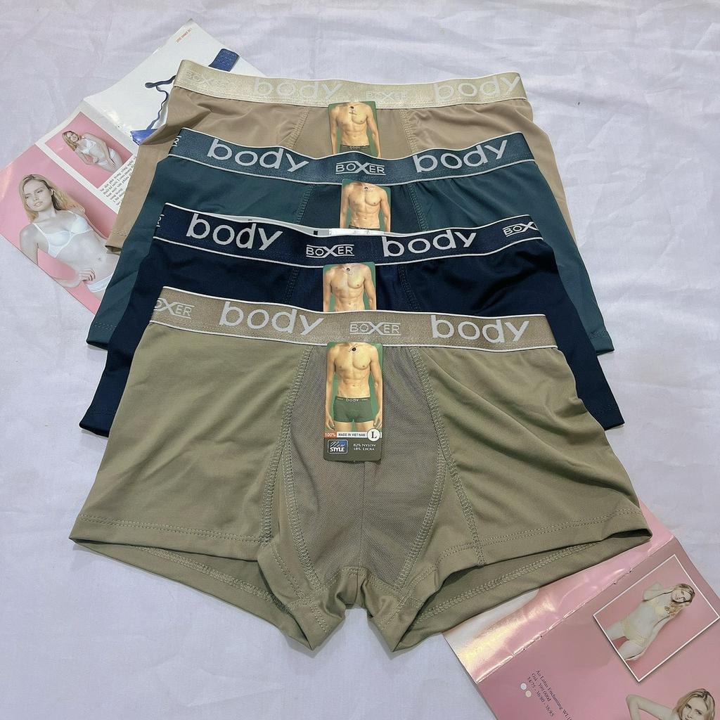Quần lót nam boxer đùi cao cấp thun lạnh Body chính hãng lưng to bền đẹp, thoáng mát, thấm hút mồ hôi, co giãn