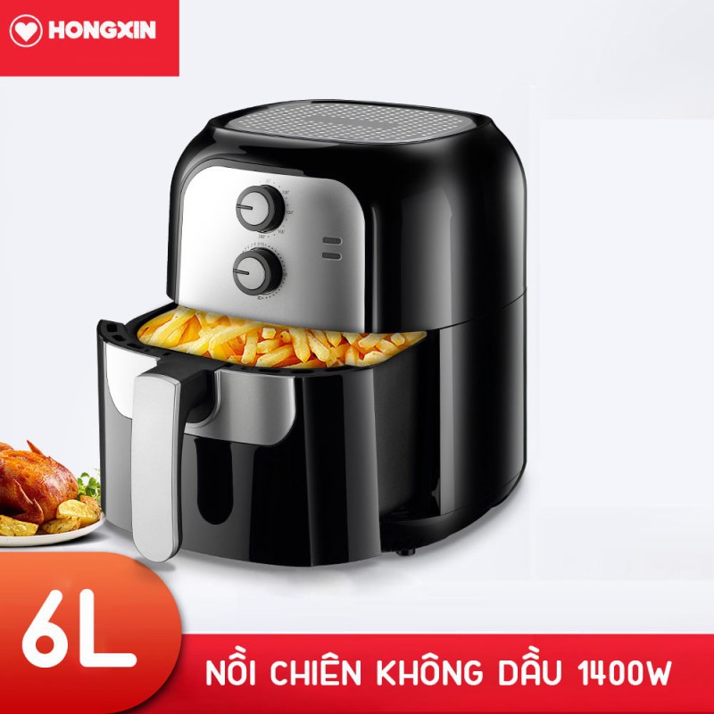 [GIAO 3H] Nồi chiên không dầu Dung tích 6L HONGXIN RH957 Công suất 1400W chống dính, chống trầy xước và chống oxy hóa