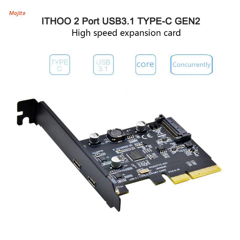 Thẻ mở rộng chuyển đổi USB 3.1 sang Type-C 2 cổng PCI-E 4X sang USB 3.1 Gen2 10Gbps cho máy tính