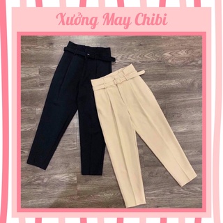 Quần baggy vải cạp cao kèm đai siêu hot