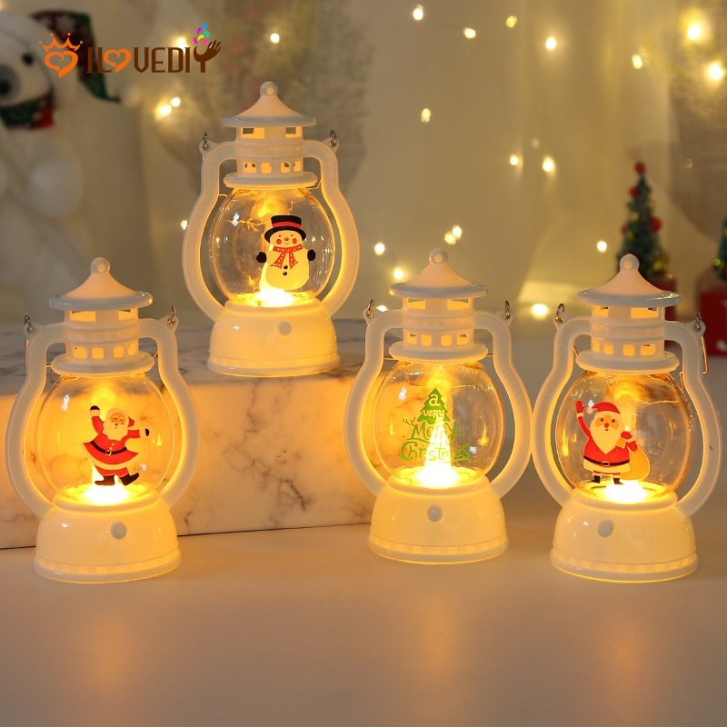 Sản Phẩm Trang Trí Giáng Sinh / Đèn LED Để Bàn / Đèn Ngủ / Đèn Dầu Nhỏ Hình Ông Già Noel / Người Tuyết Phong Cách Retro
