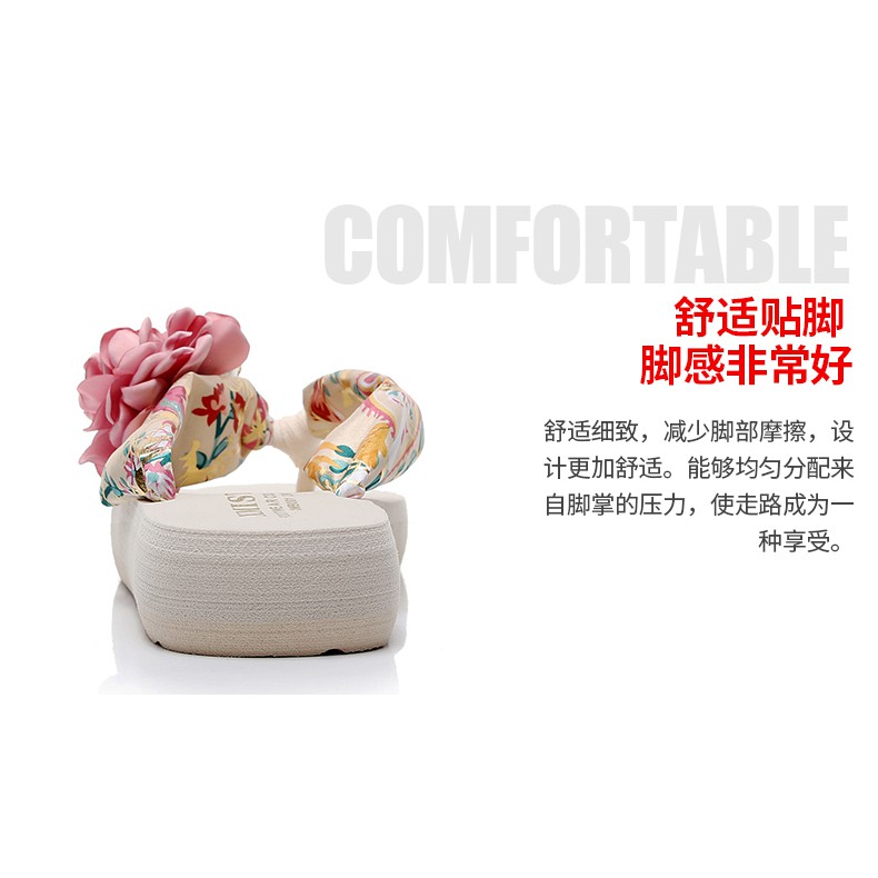 Dép Xỏ Ngón Đế Dày Đính Hoa Thời Trang Hàn Quốc Dành Cho Nữ Size 36-42