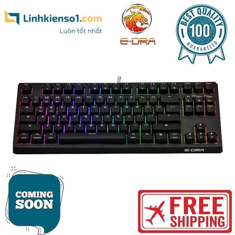 Bàn phím cơ không dây E-Dra EK387W Gateron (Brown / Red / Yellow / Black Switch) - Hàng chính hãng