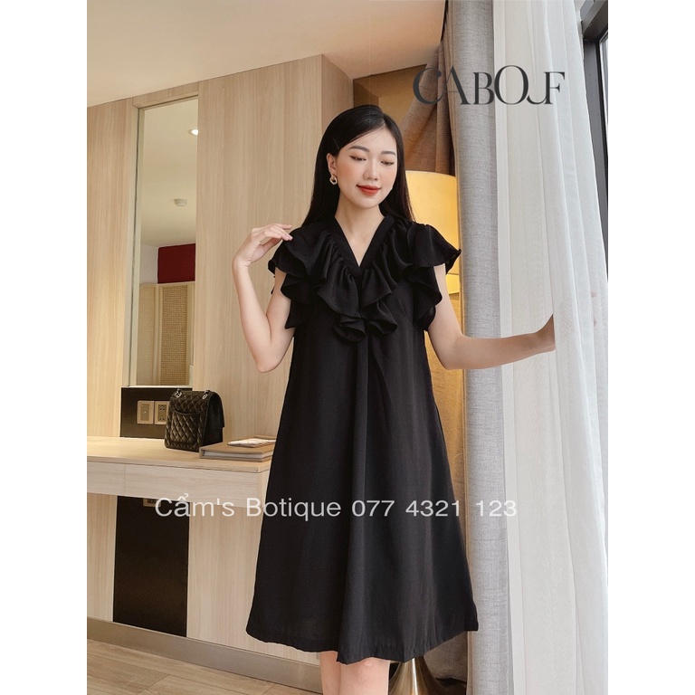Đầm Suông Cabouf Váy Suông Dáng Dài Chất Lụa Thiết Kế Phối Cổ Thoải Mái Freesize D13