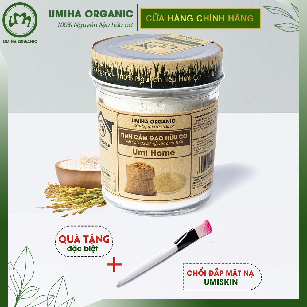 Bột Cám Gạo đắp mặt hữu cơ UMIHOME nguyên chất 135G dưỡng trắng da, tẩy da chết, ngừa nám và thâm mụn
