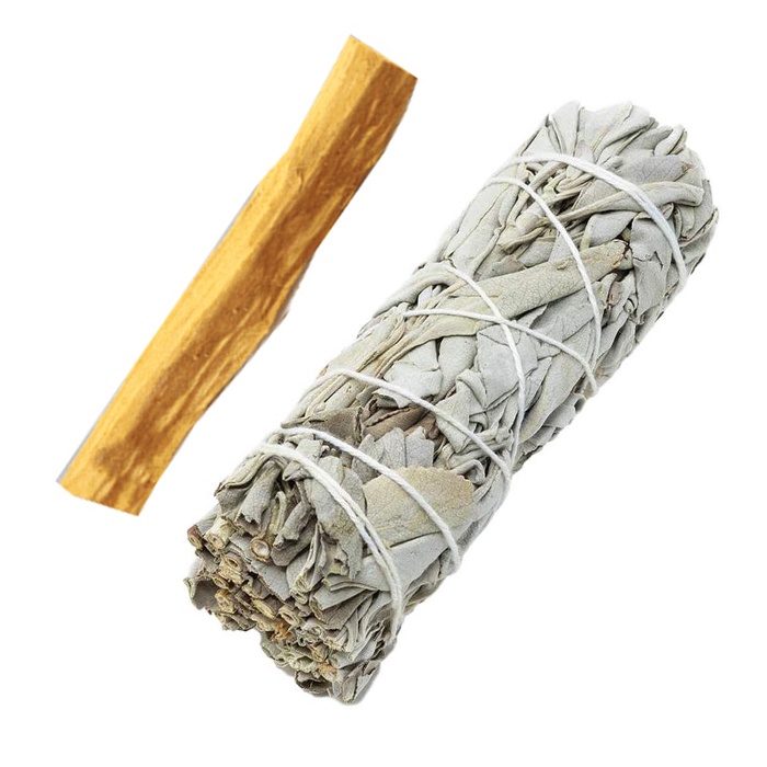 COMBO 1 bó xô thơm 10cm + 1 gỗ trắc xanh 10cm 5-6gr  Thảo mộc Xông nhà tẩy uế trừ tà, kháng khuẩn, thanh tẩy cơ thể