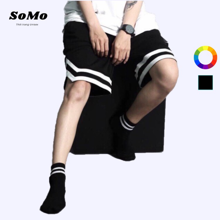 Quần Short Unisex Bóng Chày Chữ V Nam Nữ Phong Cách Ulzzang SOMO