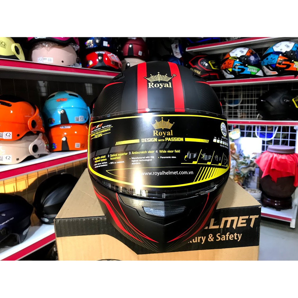 Mũ bảo hiểm Fullface lật hàm 2 kính Royal M179 tem