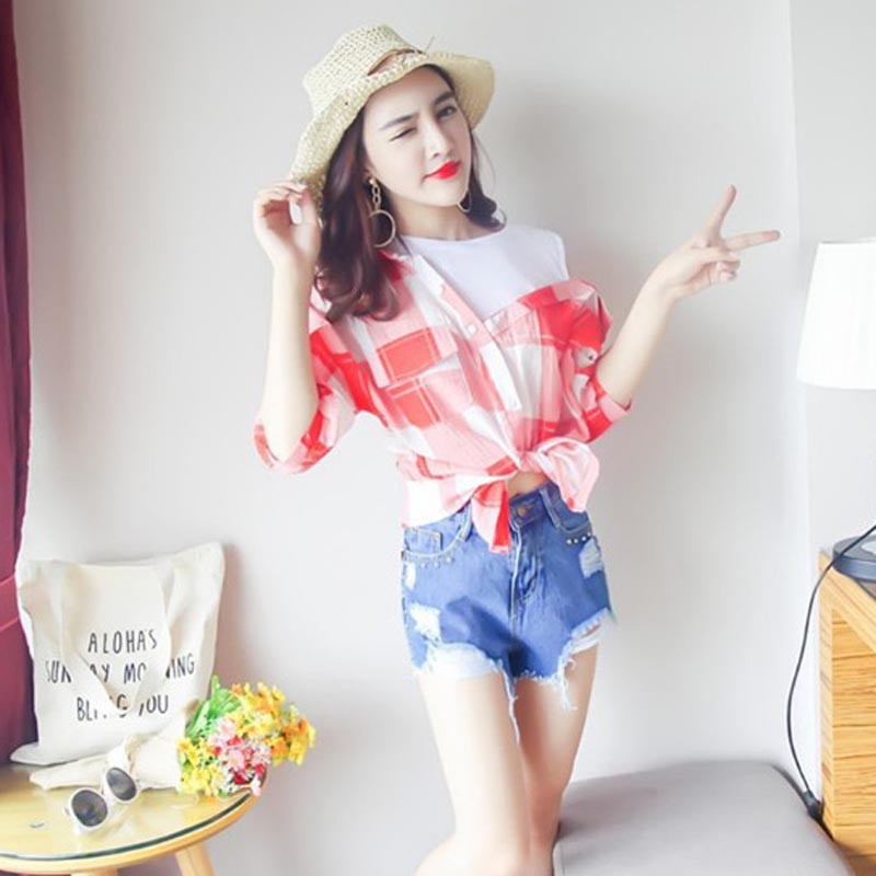 Áo thun giả 2 áo sơ mi thắt nút Mã: AS568