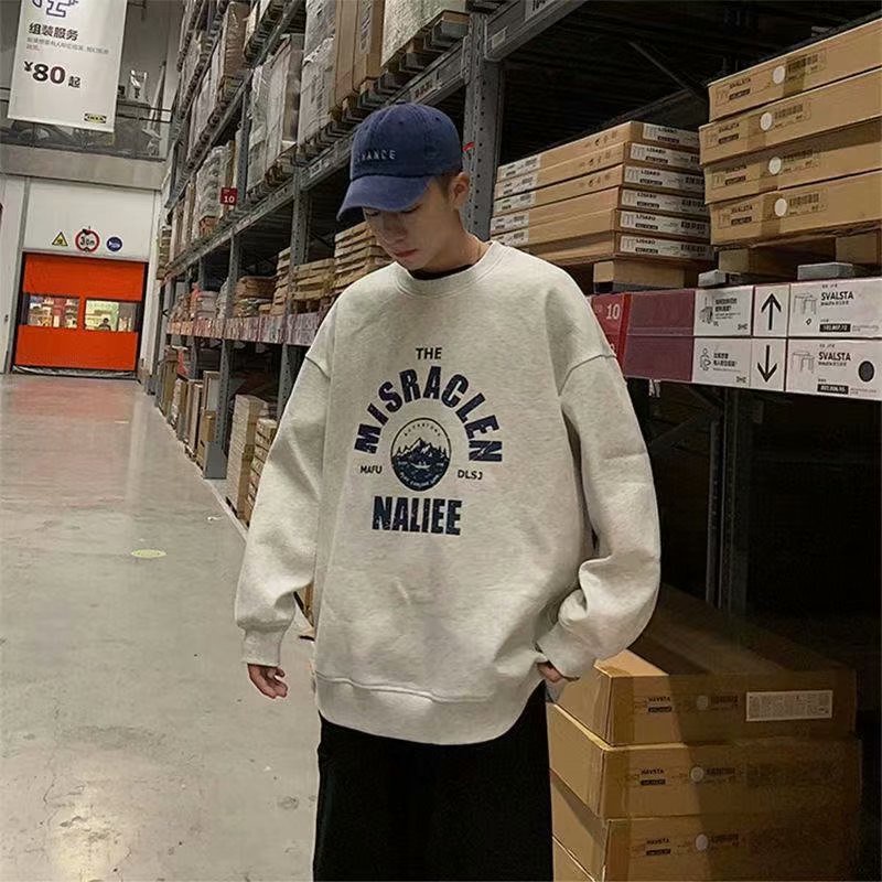 Áo Sweater Tay Dài Cổ Tròn Dáng Rộng Phong Cách Hiphop Thời Trang Xuân Thu Cho Nam