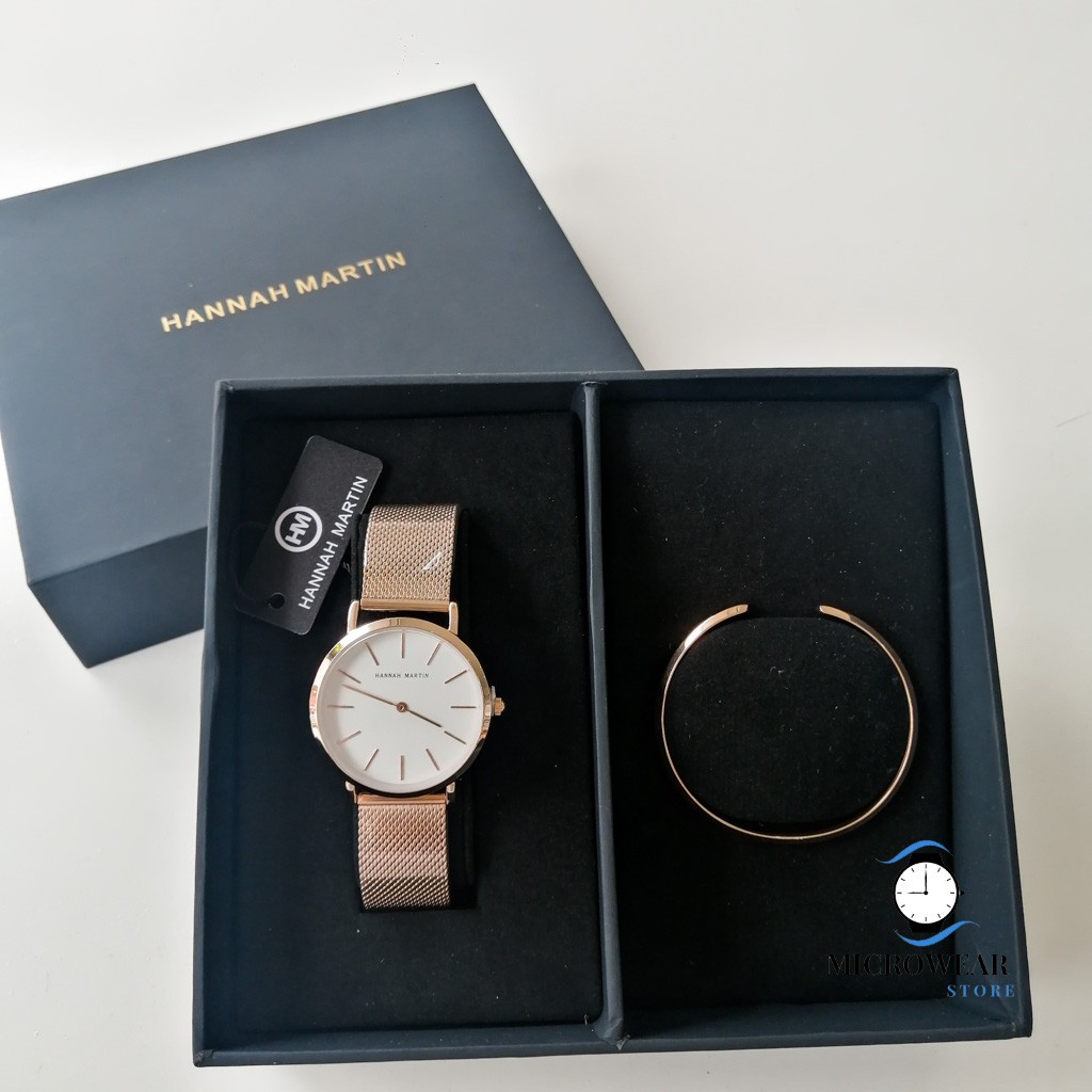 Đồng hồ nữ siêu mỏng HANNAH MARTIN CH36W máy Nhật cao cấp dây thép sang trọng cá tính