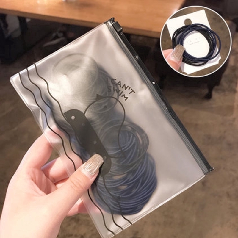 Set 100 dây buộc tóc hình tròn có độ co giãn thiết kế đơn giản nhỏ xinh