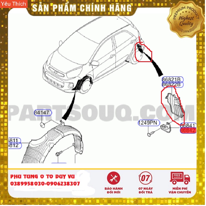 chắn bùn lòng dè sau kia morning đời từ 2008-2020