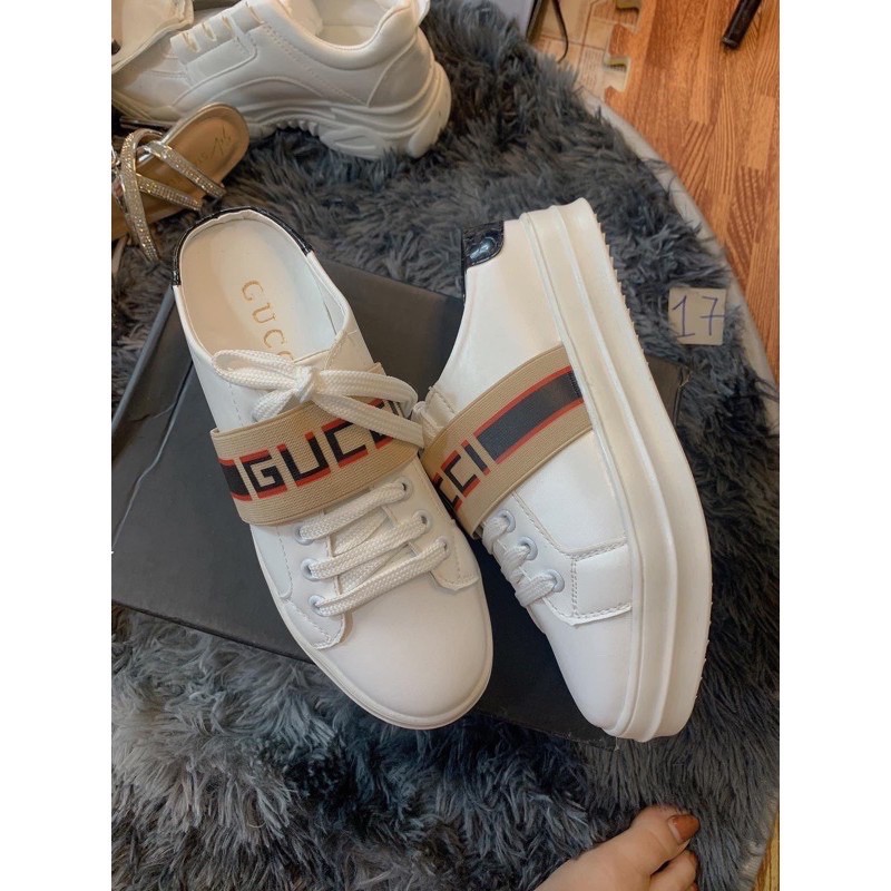 [Mã FAXANH245 giảm 10k đơn từ 50k] SỤC THỂ THAO GUCI ĐỘN ĐẾ SIÊU ĐẸP giày đạp gót màu trắng