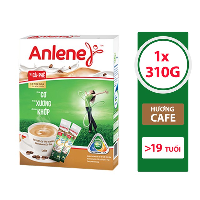 SỮA BỘT ANLENE VỊ CAFE DÀNH CHO NGƯỜI TRÊN 19 TUỔI 310G (10 GOI.31GRAM)