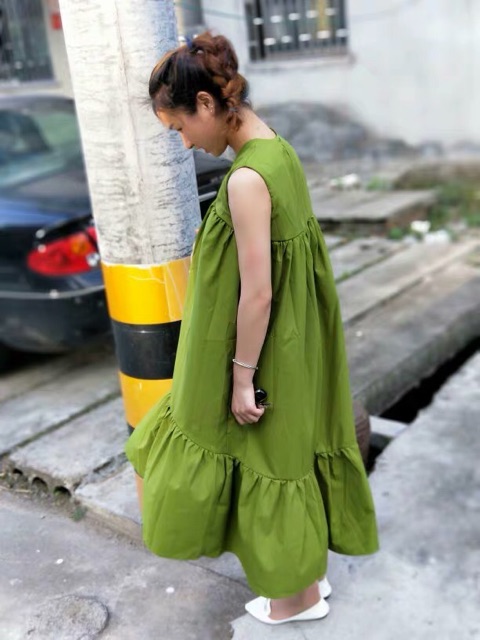 Đầm maxi xanh lá cây