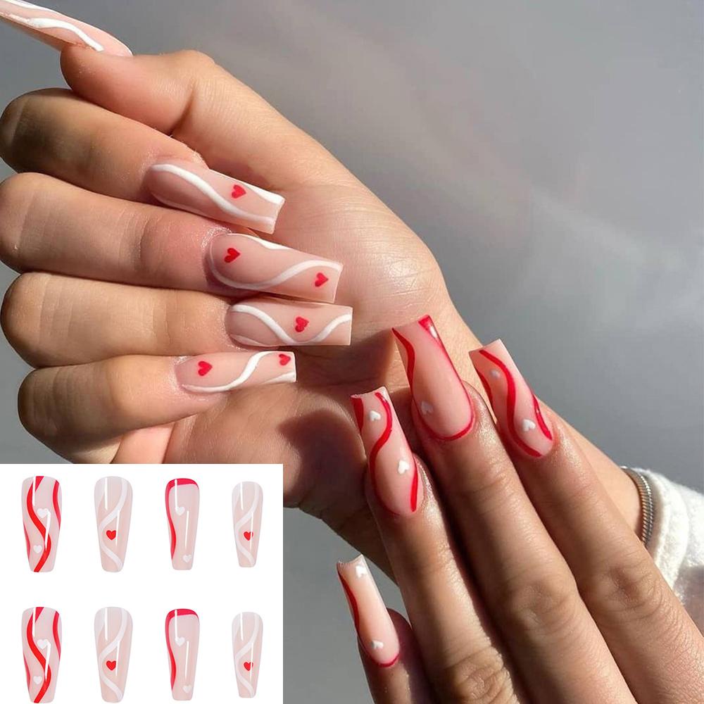 MIH Bộ 24 Móng Tay Giả Múa Ba Lê Dài Che Phủ Toàn Diện Tháo Rời Được