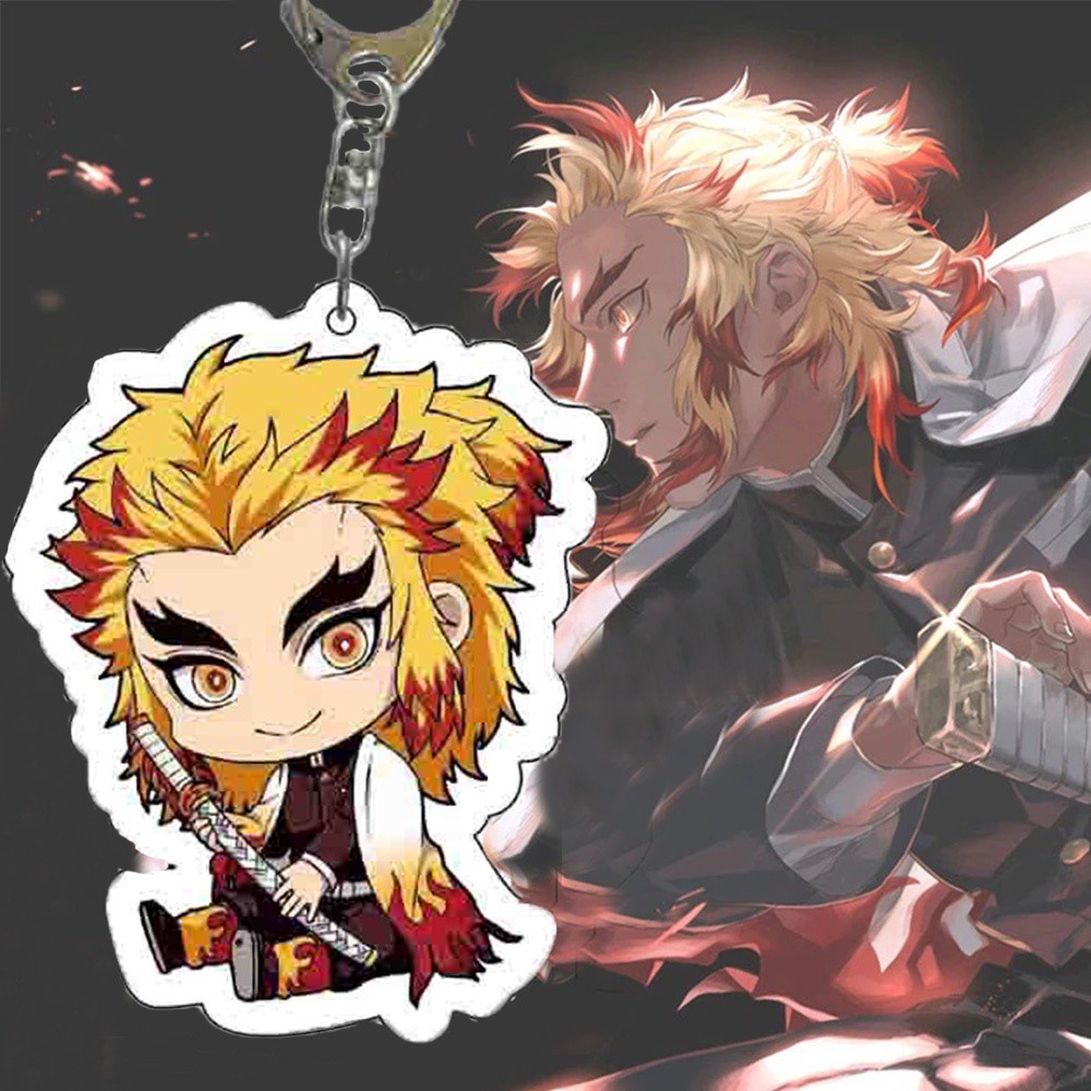 Móc khóa acrylic mặt hình nhân vật anime Demon Slayer Kimetsu No Yaiba Kamado Tanjirou Tomioka Giyu