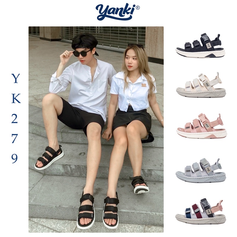 Giày Sandal Nam Nữ Quai Chéo Thời Trang Chính Hãng YANKI Sport YK279 - Xanh Xám