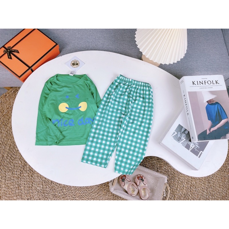 Bộ Đồ Thun Lạnh Dài Tay Bé Trai, Bé Gái 8-20kg Chất Co Giãn Hình Ép 3D Không Bong - AN.KID