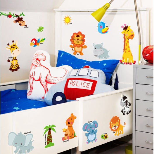 Decal trang trí tướng - Những người bạn động vật vui vẻ