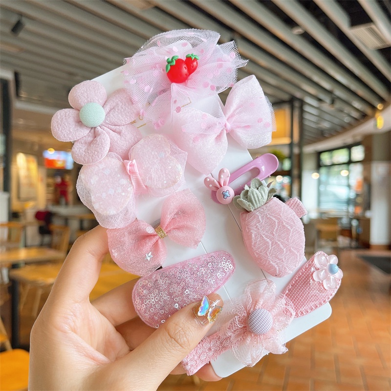 Set 9-10 kẹp tóc xinh xắn phong cách Hàn Quốc cho bé yêu