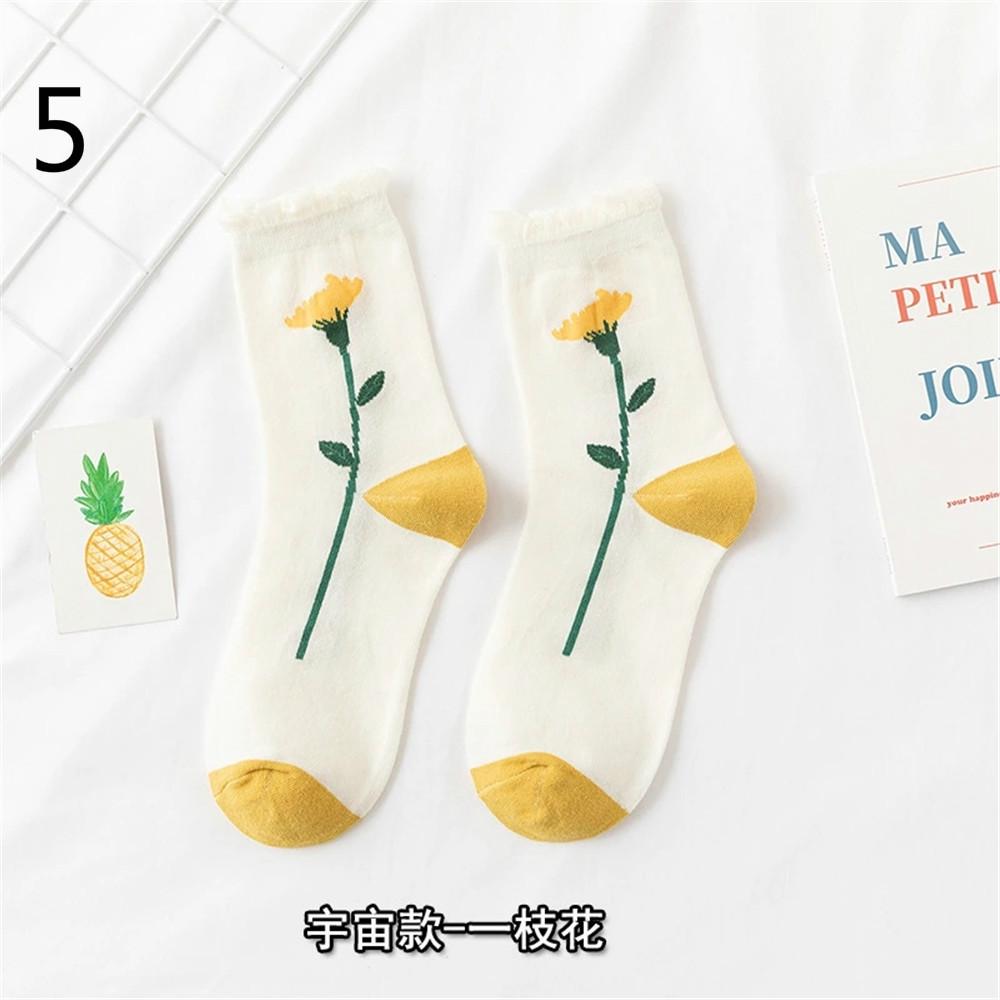 Vớ Cotton In Họa Tiết Hoa Đáng Yêu Cho Nữ