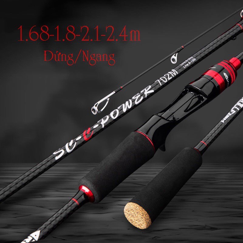 Cần câu lure máy ngang và máy đứng carbon RollFish đầu bu chống xoắn RF-1