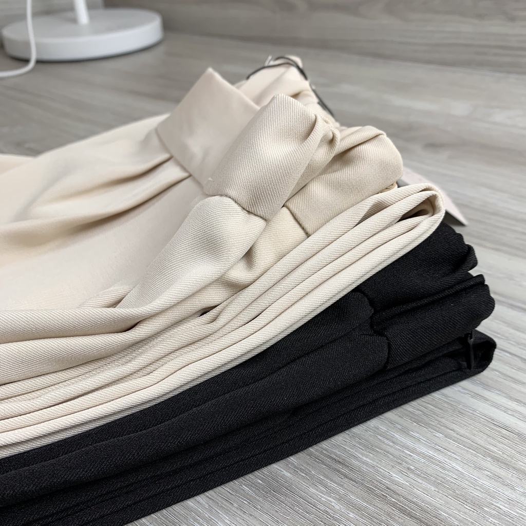 Quần ống rộng nữ lưng cao [Linly Store] Chất trượt hàn mềm mịn, dáng suông dài, khóa sườn – Q-S1