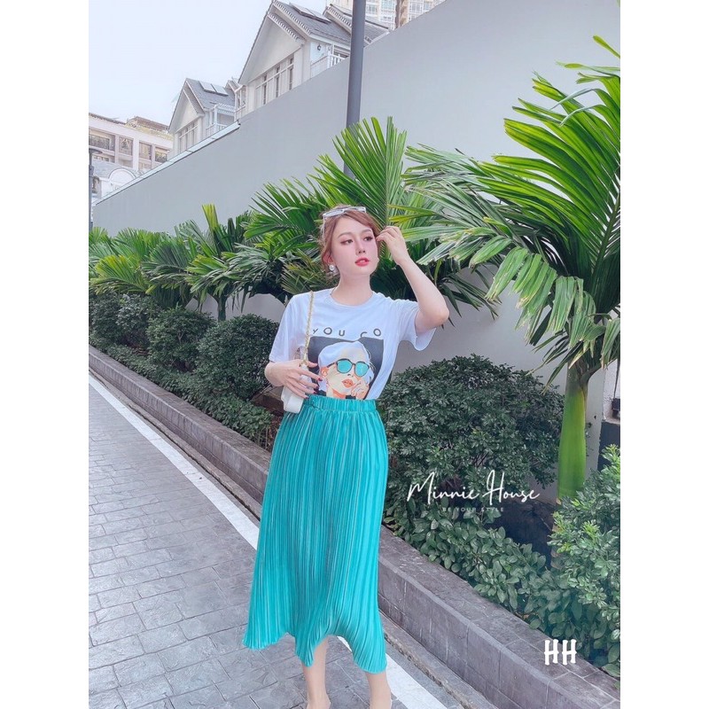 Set áo phông pull + chân váy dậy li 5M | BigBuy360 - bigbuy360.vn