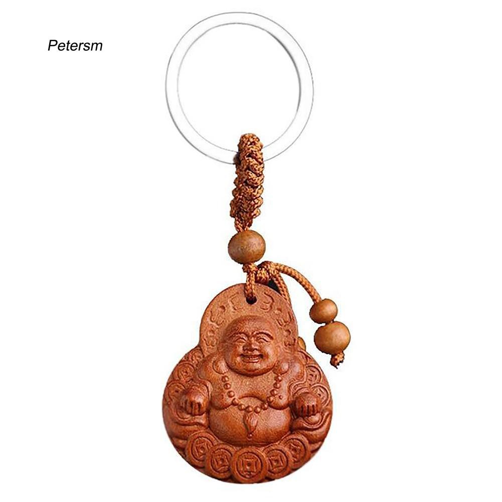 Móc khóa hình Phật bằng gỗ ấn tượng