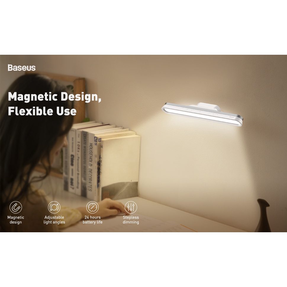 Đèn treo đế hít nam châm, chống mỏi mắt Baseus Magnetic Stepless Dimming Charging Desk Lamp Pro - Hàng Chính Hãng