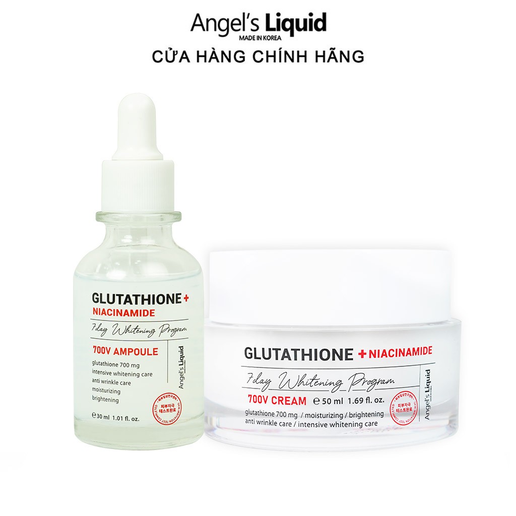 Combo Huyết thanh, Kem dưỡng mờ nám, dưỡng sáng da Angel Liquid Glutathione Plus Niacinamide 700V | BigBuy360 - bigbuy360.vn