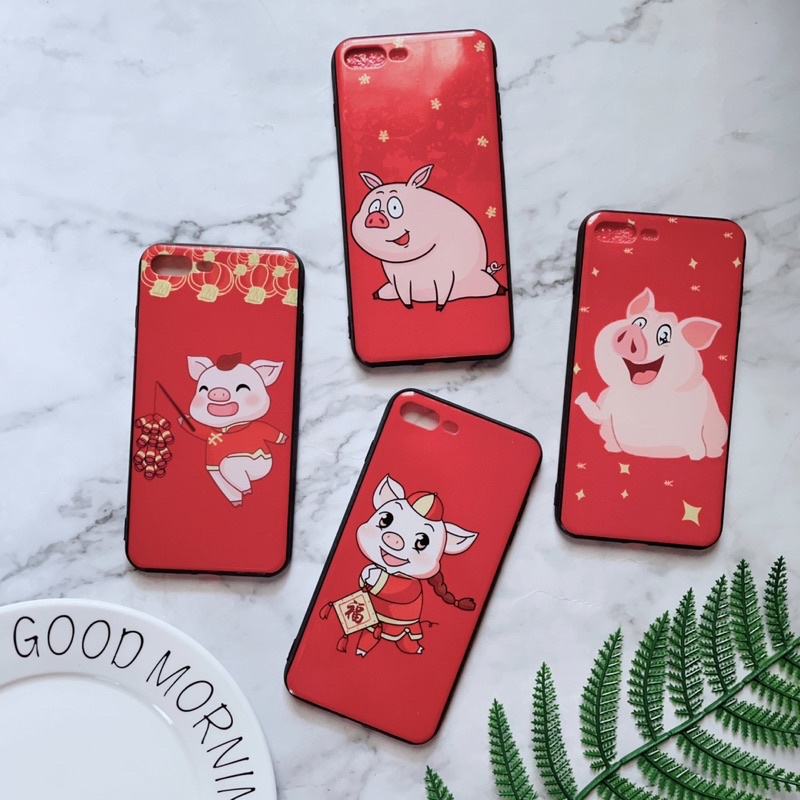 Ốp Lưng iphone 7Plus/8Plus Hình Heo Tết Viền Nhựa Dẻo