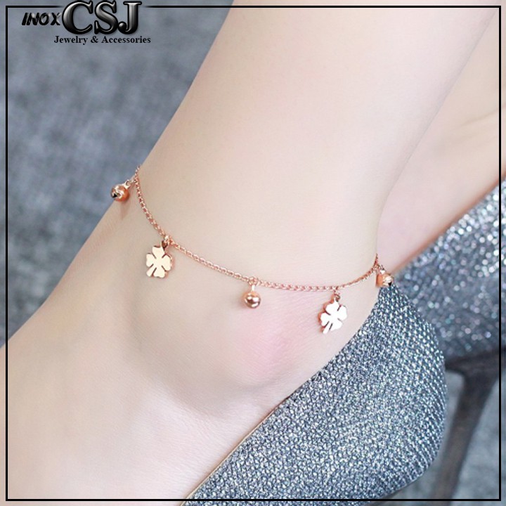 [CSJ]LẮC CHÂN TITAN CỎ 4 LÁ MAY MẮN