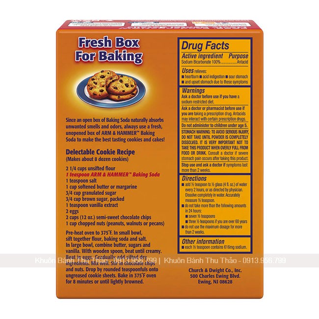 Bột Baking Soda Arm - Hammer hộp 454g