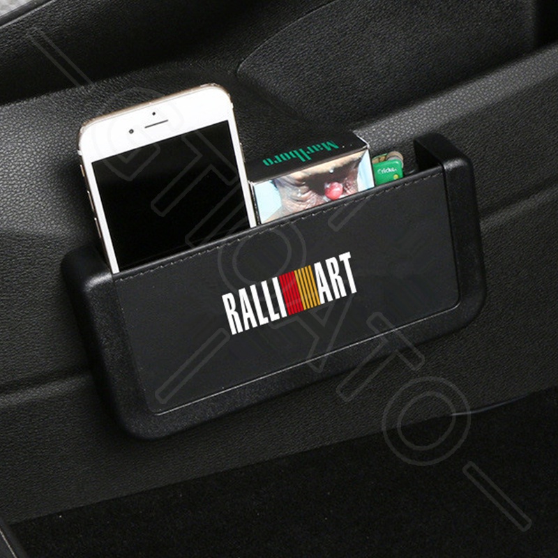 GTIOATO Cho RALLIART Hộp Đựng Điện Thoại Trên Oto Khay ĐựNg Đồ Ô Tô Hộp Đựng Điện Thoại Trên Xe Túi Đựng Điện Thoại Trên Ô Tô HộP ĐựNg Đồ TrêN Ô Tô Phụ Kiện Xe Hơi Cho Mitsubishi L300 L200 Xpander Cross Outlander Attrage Xpander Lancer