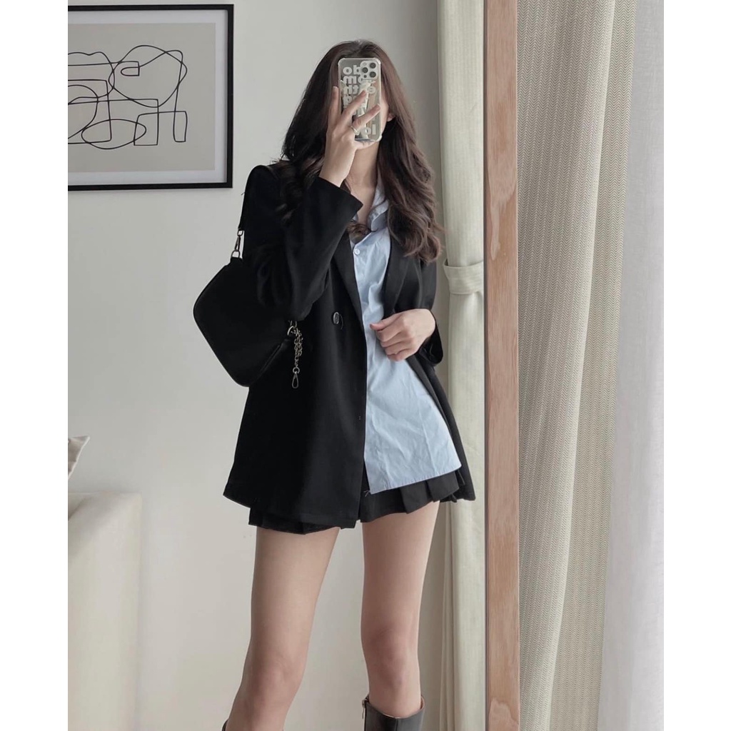 Áo Blazer 1 lớp tay dài màu trơn cho nữ Áo khoác chất tuyết mưa Junnie Closet | WebRaoVat - webraovat.net.vn