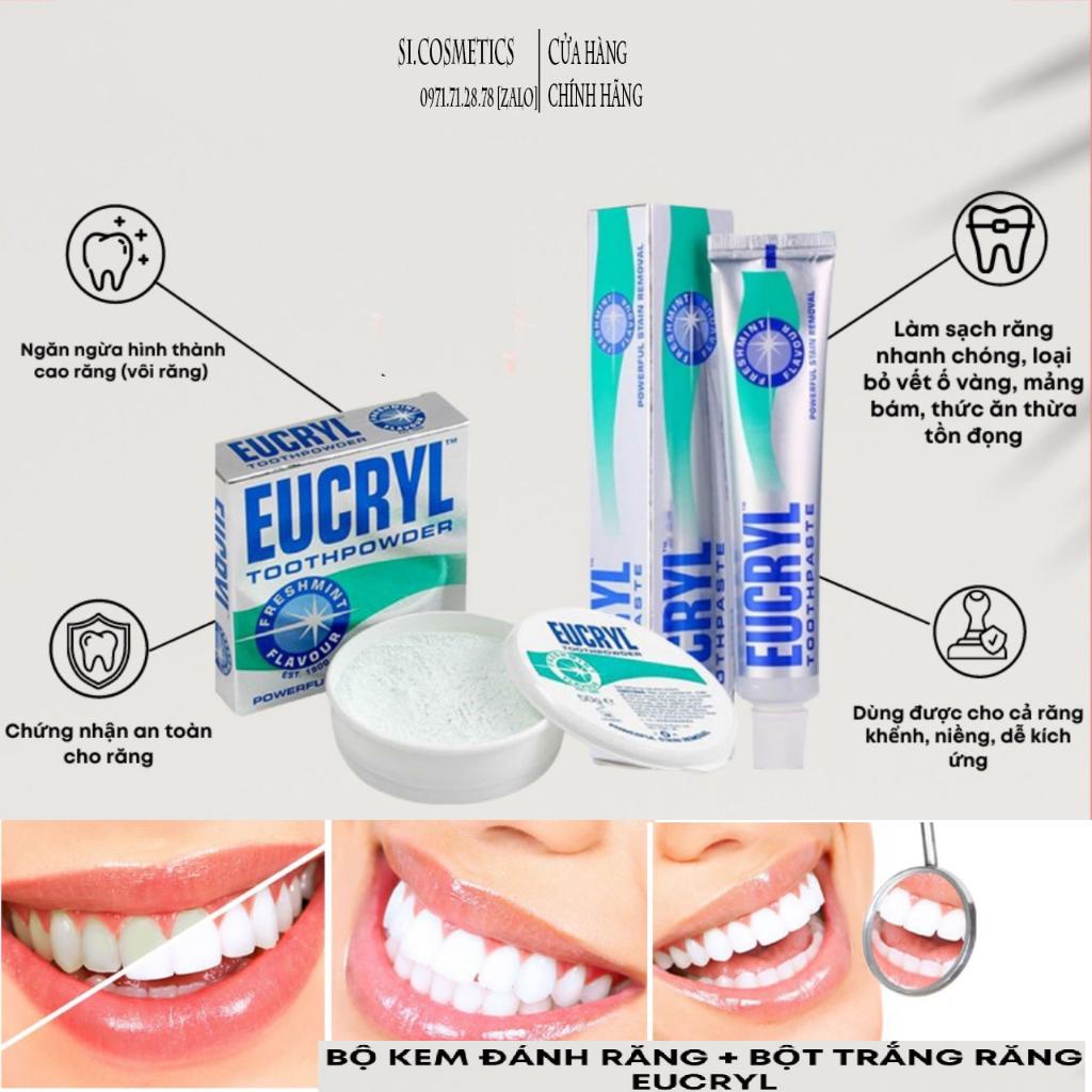 Kem Đánh Răng Eucryl 62g, Bột Tẩy Trắng Răng Eucryl 50g Giúp Sạch Miệng Trắng Răng, Hơi Thở Thơm Mát