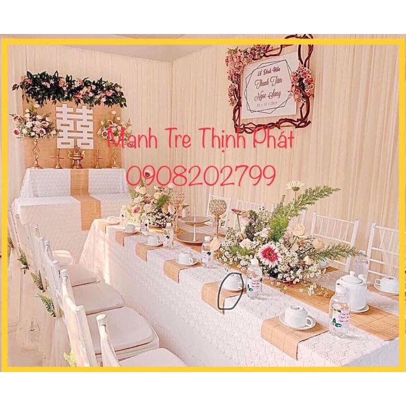 Set Mành tre trang trí Cươi Hỏi. Mành tre làm khăn trải bàn tre, Mành tre trang trí Bàn Thơ Gia Tiên