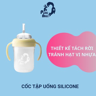 Cốc uống nước cho bé bằng ống hút - Cốc tập uống Ống Hút cho bé có tay cầm Hàn Quốc (200ml - Màu vàng)