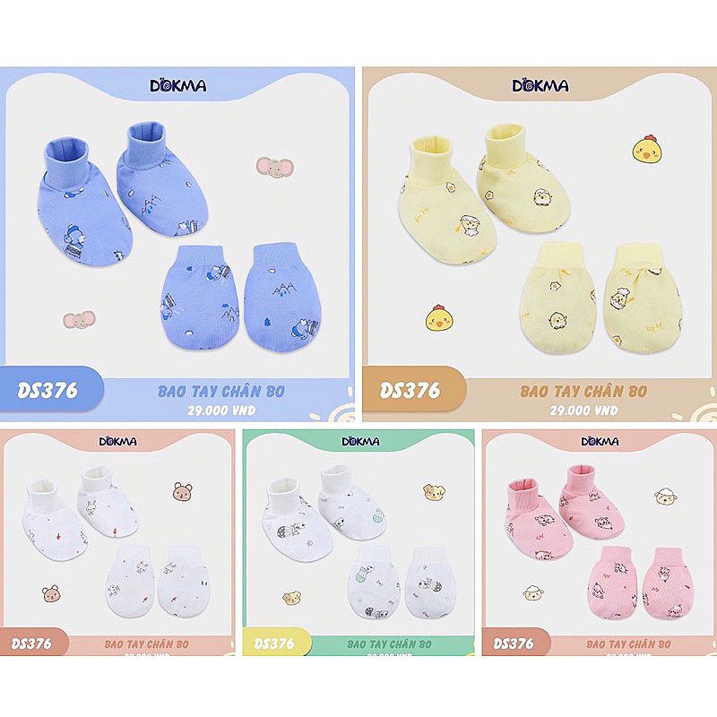 Bao Tay Chân Dokma - Set 2 Đôi Bao Tay Chân Sơ Sinh Chất Cotton Mỹ Mềm Mịn Cho Bé Trai Bé Gái