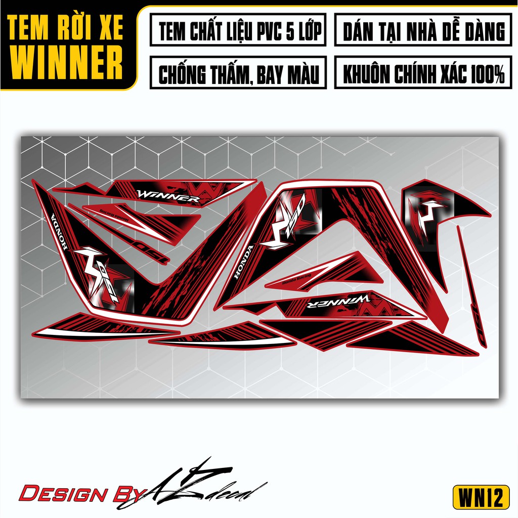 Tem Rời Winner 150 Chữ W Cách Điệu | 2WN12 | Decal Chế Chất Liệu PVC Chống Thấm Nước, Chống Bay Màu
