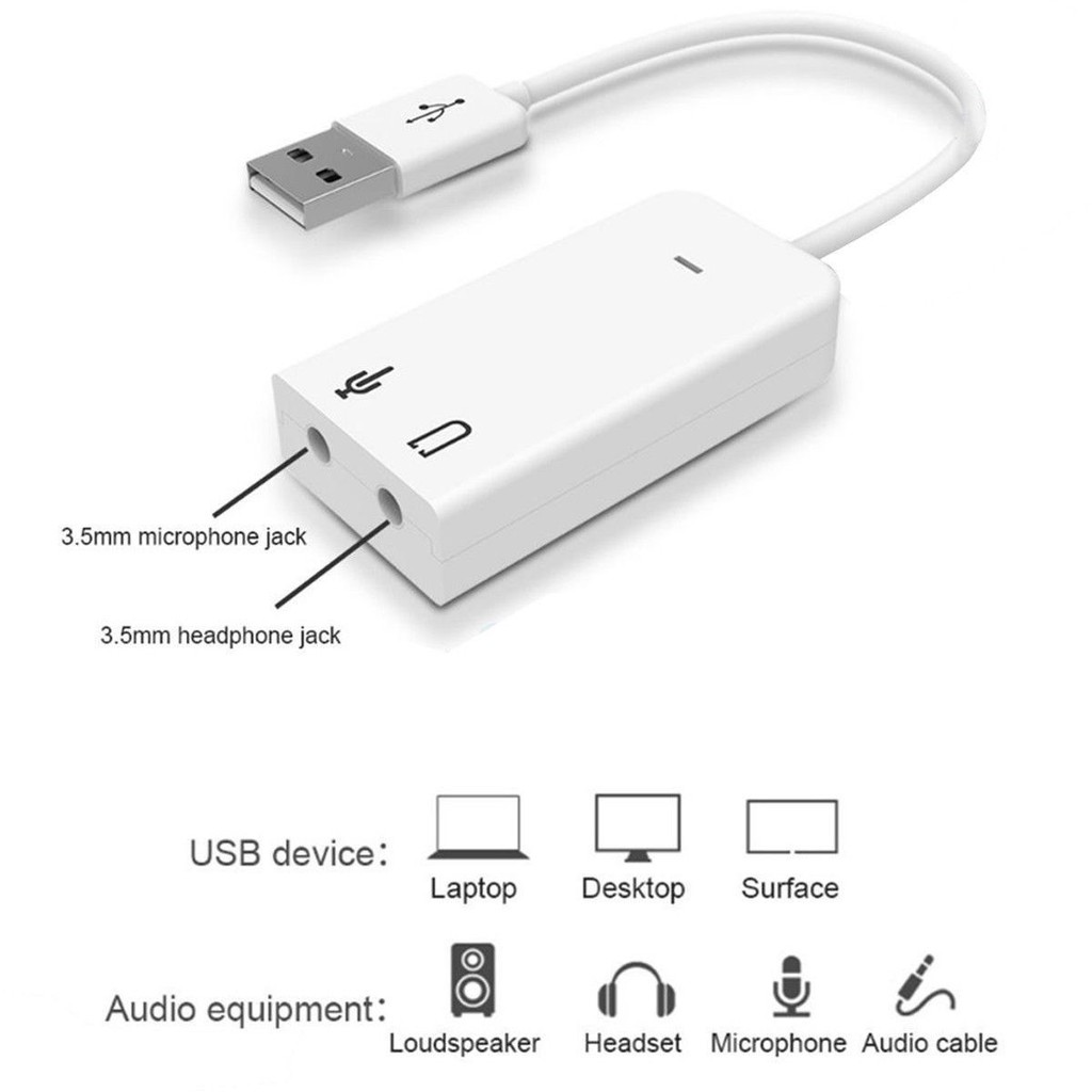 Usb Sound Có Dây Dài 15cm (Hỗ trợ âm thanh 7.1, 1 cổng sound, 1 cổng audio)