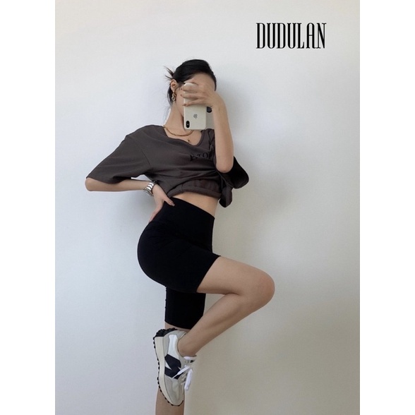 Quần legging nữ cạp cao DUDULAN đùi - dài siêu co giãn